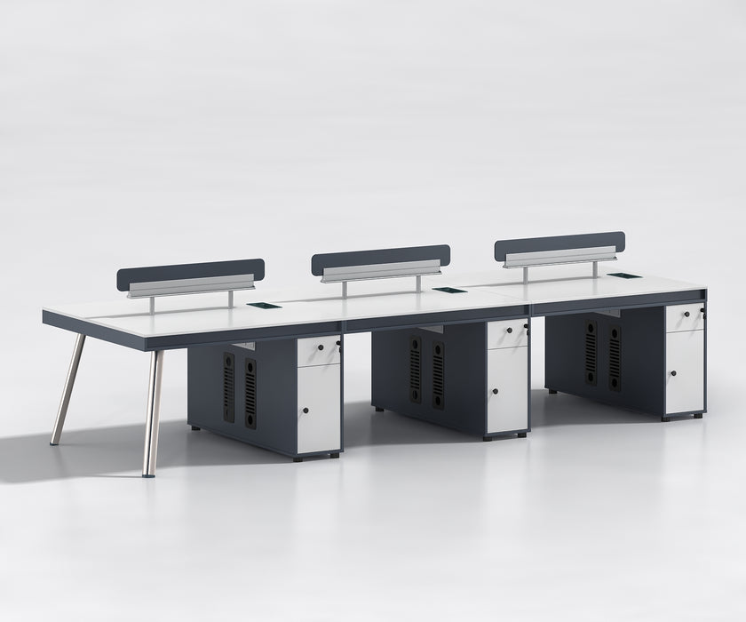 Office Series 4-6 seats staff table employee workstations with drawers DK-B1612D+DK-B16S12D