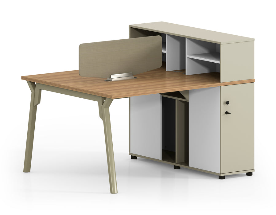 Office Series 2 seats employee workstations supervisor's table finance desk with cabinet HY-W04H-2A  2S