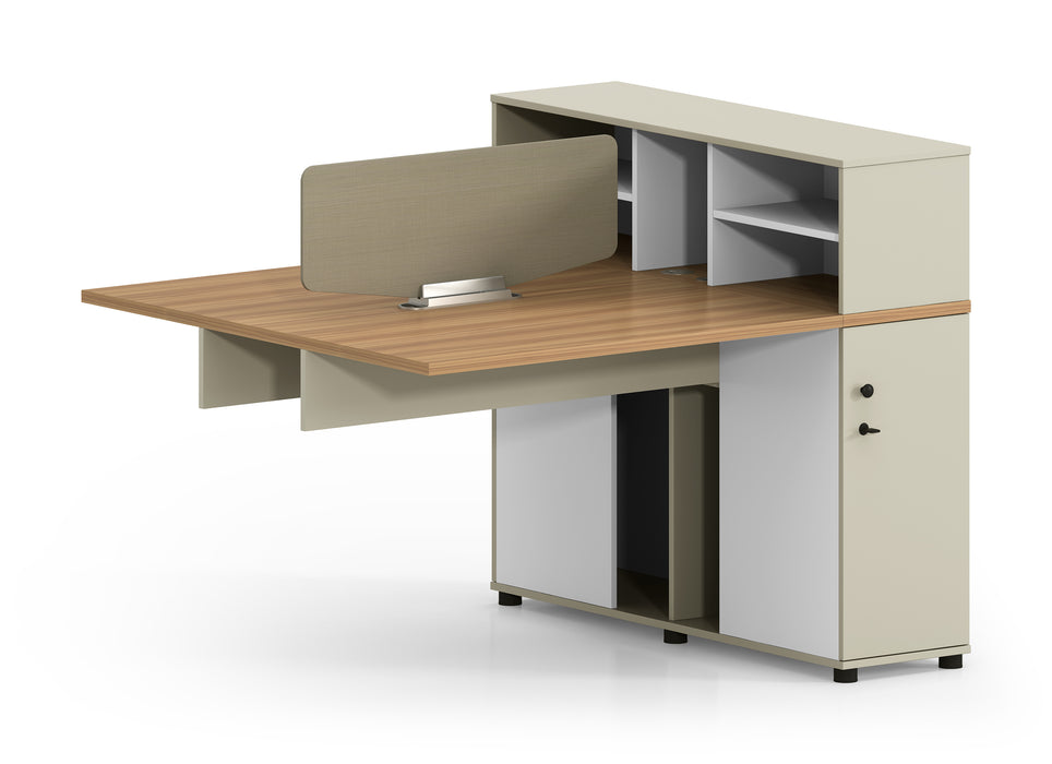 Office Series 2 seats employee workstations supervisor's table finance desk with cabinet HY-W04H-2A  2S